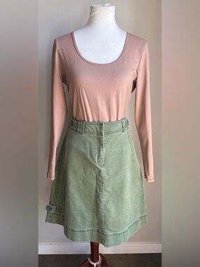 Nine & Co Weekend By Nine West A-Line Stretchy Midi Skirt In Olive Green Size 12